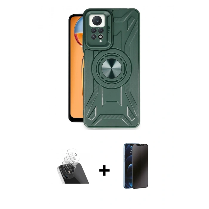 MARSİLYAN™- Redmi Note 12 Pro 4G Kılıf Nova Yansıma Prime - Siyah 3D Antistatik Hayalet Cam Ekran Koruyucu + Kamera Lens Koruma Cam - SF