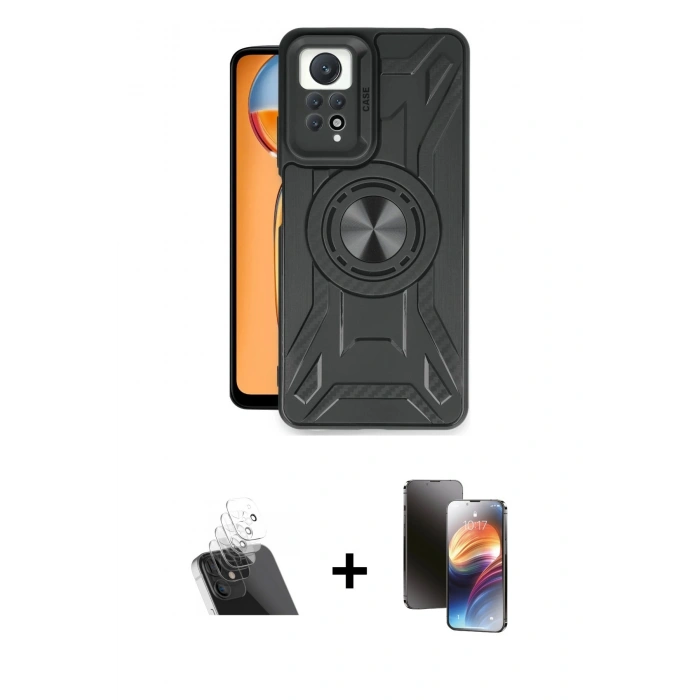 MARSİLYAN™- Redmi Note 12 Pro 4G Kılıf Nova Yansıma Prime - Siyah 3D Antistatik Mat Seramik Nano Ekran Koruyucu + Kamera Lens Koruma Cam - SF