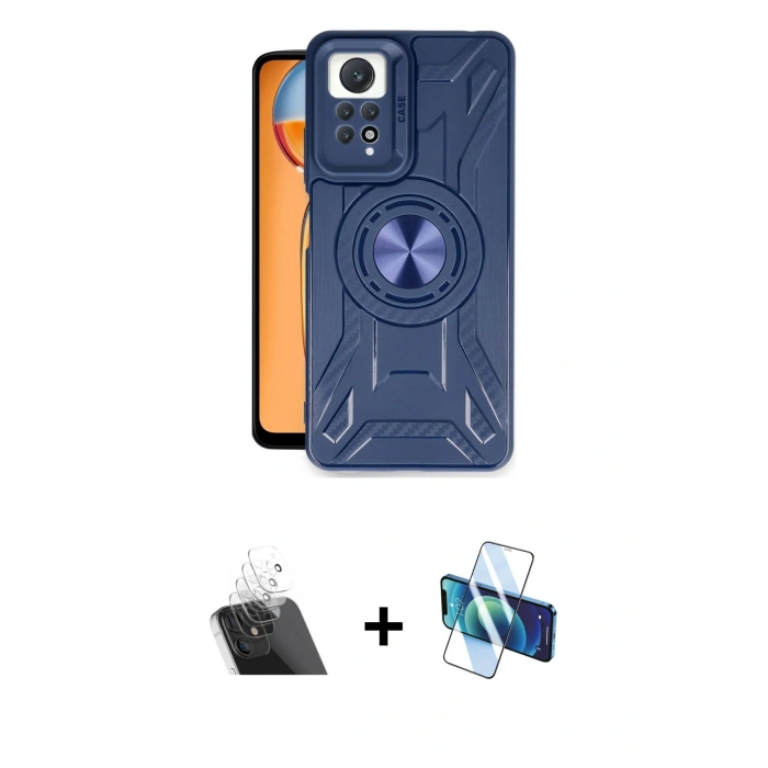 MARSİLYAN™- Redmi Note 12 Pro 4G Kılıf Nova Yansıma Prime - Siyah 3D Antistatik Seramik Nano Ekran Koruyucu + Şeffaf Kamera Lens Koruma Cam