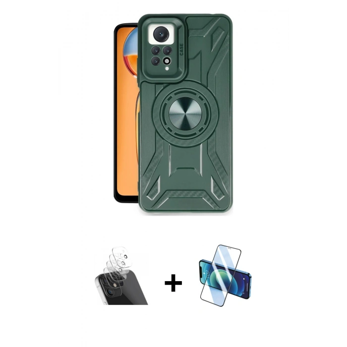 MARSİLYAN™- Redmi Note 12 Pro 4G Kılıf Nova Yansıma Prime - Siyah 3D Antistatik Seramik Nano Ekran Koruyucu + Şeffaf Kamera Lens Koruma Cam