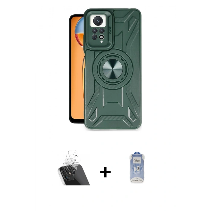 MARSİLYAN™- Redmi Note 12 Pro 4G Kılıf Nova Yansıma Prime - Siyah Joko Magic 5D Cam + Kamera Lens Koruma Cam - SF