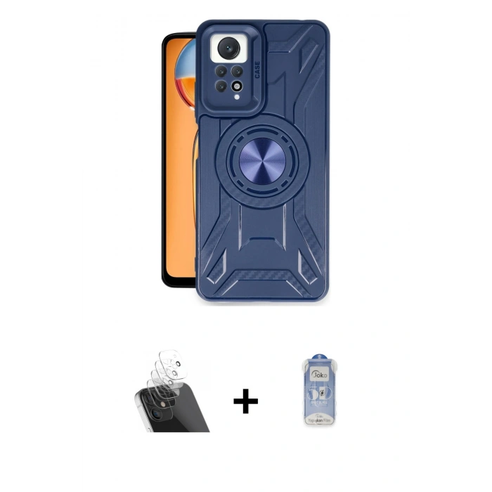 MARSİLYAN™- Redmi Note 12 Pro 4G Kılıf Nova Yansıma Prime - Siyah Joko Magic 5D Cam + Kamera Lens Koruma Cam - SF