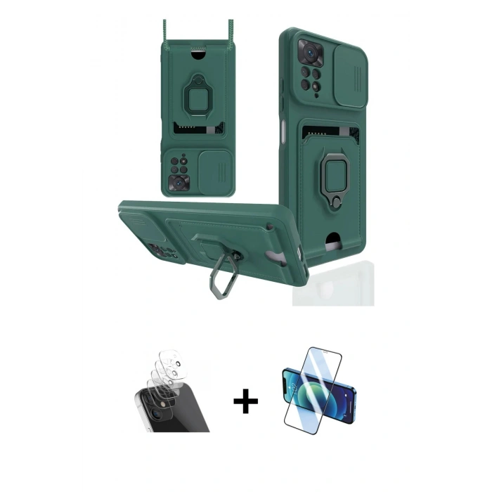 MARSİLYAN™- Redmi Note 12 Pro 4G Kılıf Vadi Form Prime - Siyah 3D Antistatik Cam Ekran Koruyucu + Kamera Lens Koruma Cam - SF