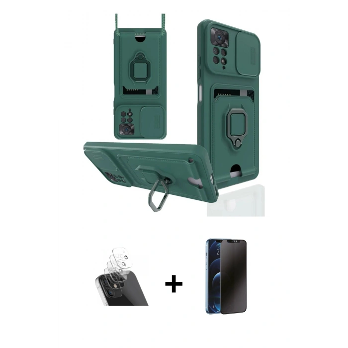 MARSİLYAN™- Redmi Note 12 Pro 4G Kılıf Vadi Form Prime - Siyah 3D Antistatik Hayalet Cam Ekran Koruyucu + Kamera Lens Koruma Cam - SF