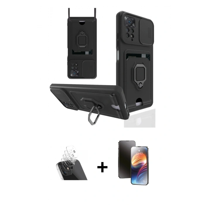 MARSİLYAN™- Redmi Note 12 Pro 4G Kılıf Vadi Form Prime - Siyah 3D Antistatik Mat Seramik Nano Ekran Koruyucu + Kamera Lens Koruma Cam - SF