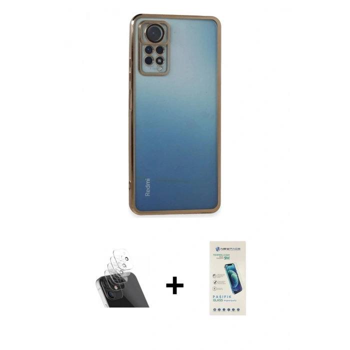 MARSİLYAN™- Redmi Note 12 Pro 4G Kılıf Vadi Minimal - Şeffaf Pasifik Cam Ekran Koruyucu + Kamera Lens Koruma Cam - SF