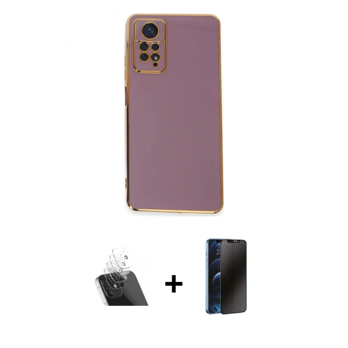 MARSİLYAN™- Redmi Note 12 Pro 4G Kılıf Yankı Serisi - Siyah 3D Antistatik Hayalet Cam Ekran Koruyucu + Kamera Lens Koruma Cam - SF