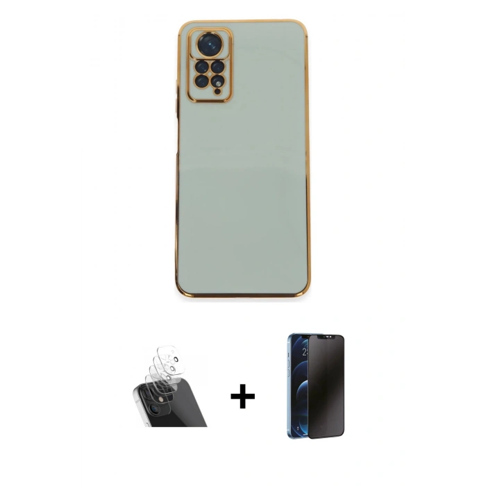 MARSİLYAN™- Redmi Note 12 Pro 4G Kılıf Yankı Serisi - Siyah 3D Antistatik Hayalet Cam Ekran Koruyucu + Kamera Lens Koruma Cam - SF