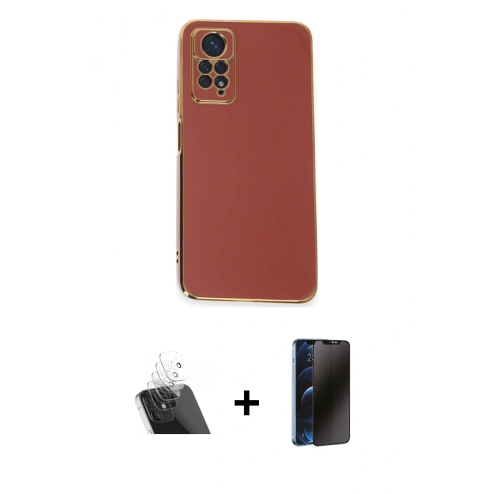MARSİLYAN™- Redmi Note 12 Pro 4G Kılıf Yankı Serisi - Siyah 3D Antistatik Hayalet Cam Ekran Koruyucu + Kamera Lens Koruma Cam - SF