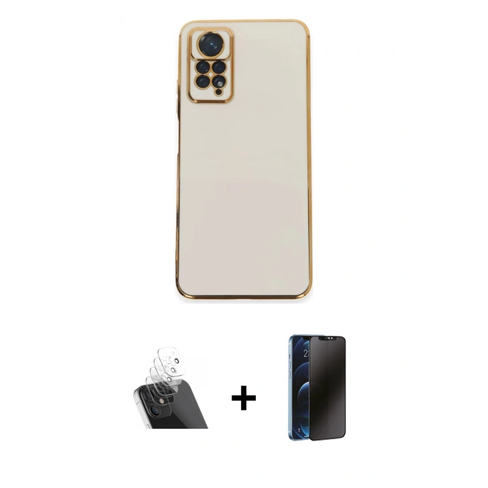 MARSİLYAN™- Redmi Note 12 Pro 4G Kılıf Yankı Serisi - Siyah 3D Antistatik Hayalet Cam Ekran Koruyucu + Kamera Lens Koruma Cam - SF