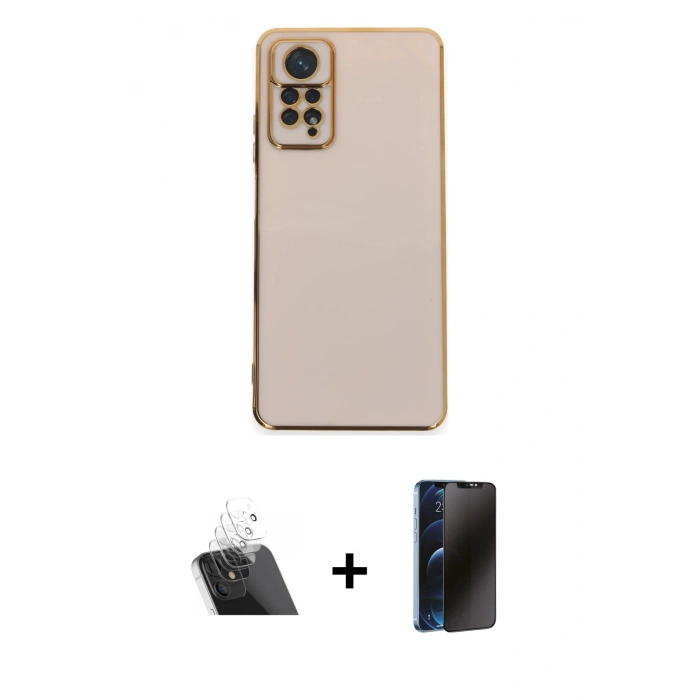 MARSİLYAN™- Redmi Note 12 Pro 4G Kılıf Yankı Serisi - Siyah 3D Antistatik Hayalet Cam Ekran Koruyucu + Kamera Lens Koruma Cam - SF