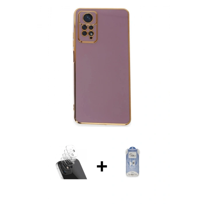 MARSİLYAN™- Redmi Note 12 Pro 4G Kılıf Yankı Serisi - Siyah Joko Magic 5D Cam + Kamera Lens Koruma Cam - SF