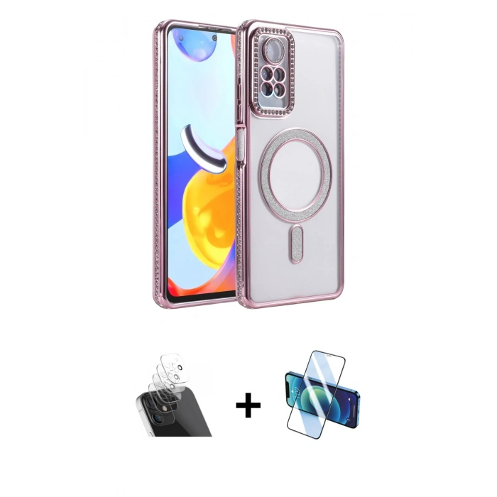 MARSİLYAN™- Redmi Note 12 Pro 4G Kılıf Zirve Doku Prime - Siyah 3D Antistatik Cam Ekran Koruyucu + Kamera Lens Koruma Cam - SF