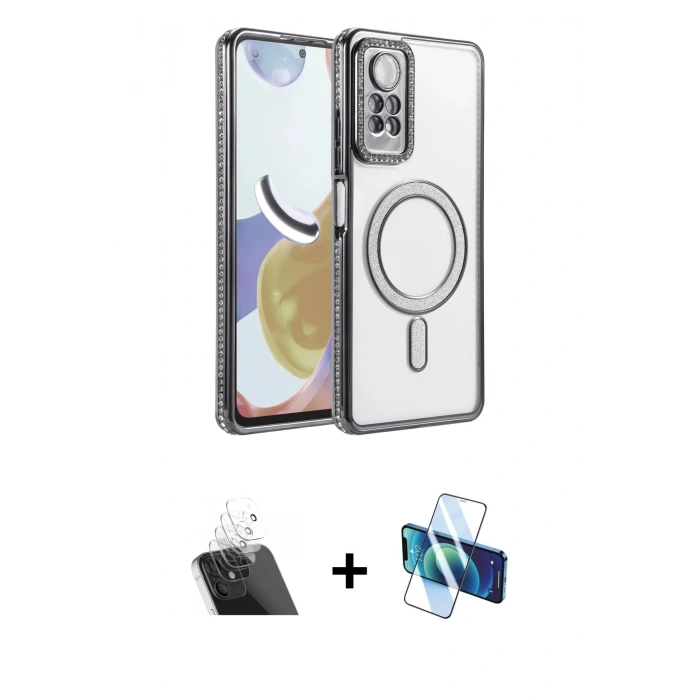 MARSİLYAN™- Redmi Note 12 Pro 4G Kılıf Zirve Doku Prime - Siyah 3D Antistatik Cam Ekran Koruyucu + Kamera Lens Koruma Cam - SF