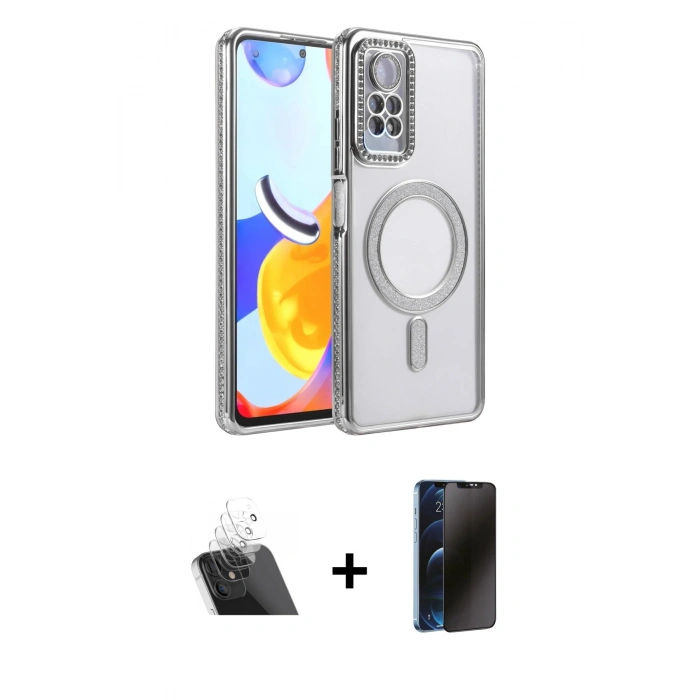 MARSİLYAN™- Redmi Note 12 Pro 4G Kılıf Zirve Doku Prime - Siyah 3D Antistatik Hayalet Cam Ekran Koruyucu + Kamera Lens Koruma Cam - SF