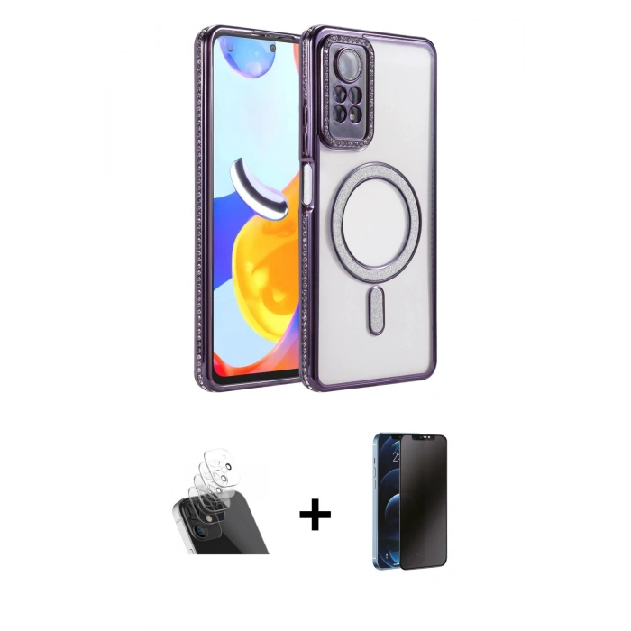 MARSİLYAN™- Redmi Note 12 Pro 4G Kılıf Zirve Doku Prime - Siyah 3D Antistatik Hayalet Cam Ekran Koruyucu + Kamera Lens Koruma Cam - SF