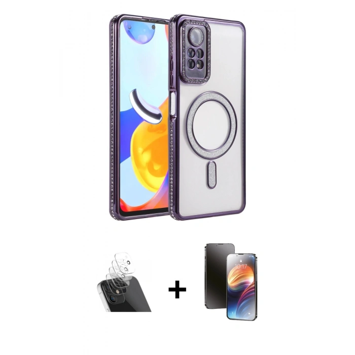 MARSİLYAN™- Redmi Note 12 Pro 4G Kılıf Zirve Doku Prime - Siyah 3D Antistatik Mat Seramik Nano Ekran Koruyucu + Kamera Lens Koruma Cam - SF