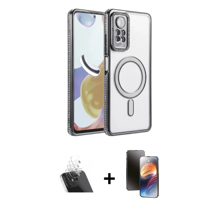 MARSİLYAN™- Redmi Note 12 Pro 4G Kılıf Zirve Doku Prime - Siyah 3D Antistatik Mat Seramik Nano Ekran Koruyucu + Kamera Lens Koruma Cam - SF