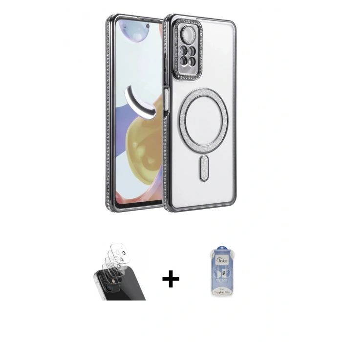MARSİLYAN™- Redmi Note 12 Pro 4G Kılıf Zirve Doku Prime - Siyah Joko Magic 5D Cam + Kamera Lens Koruma Cam - SF