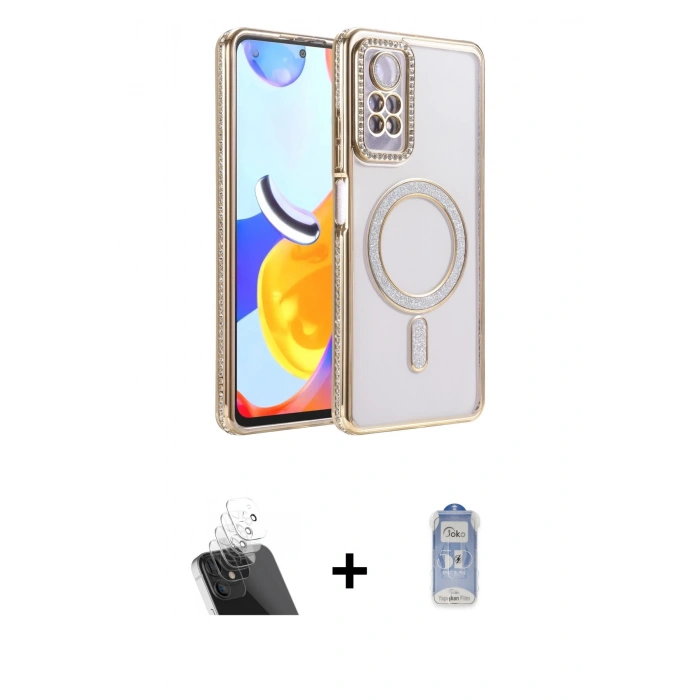 MARSİLYAN™- Redmi Note 12 Pro 4G Kılıf Zirve Doku Prime - Siyah Joko Magic 5D Cam + Kamera Lens Koruma Cam - SF