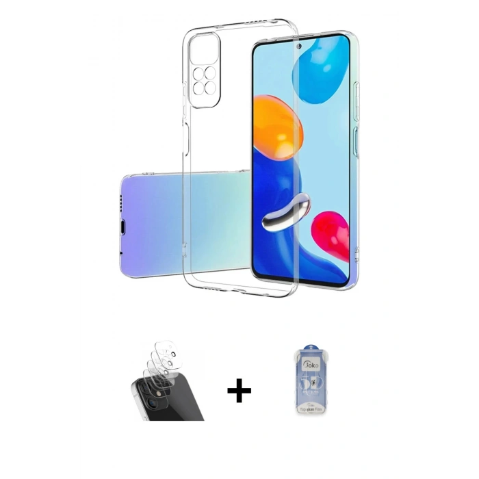 MARSİLYAN™- Redmi Note 12 Pro 4G Kılıf Zirve Doku - Siyah Joko Magic 5D Cam + Kamera Lens Koruma Cam - SF