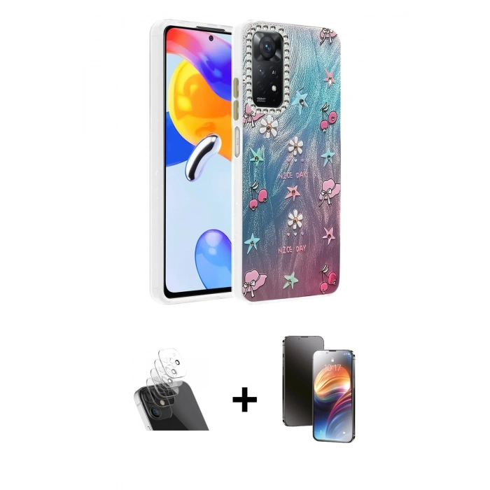 MARSİLYAN™- Redmi Note 12 Pro 4G Kılıf Zirve Modern Prime - Siyah 3D Antistatik Mat Seramik Nano Ekran Koruyucu + Kamera Lens Koruma Cam - SF