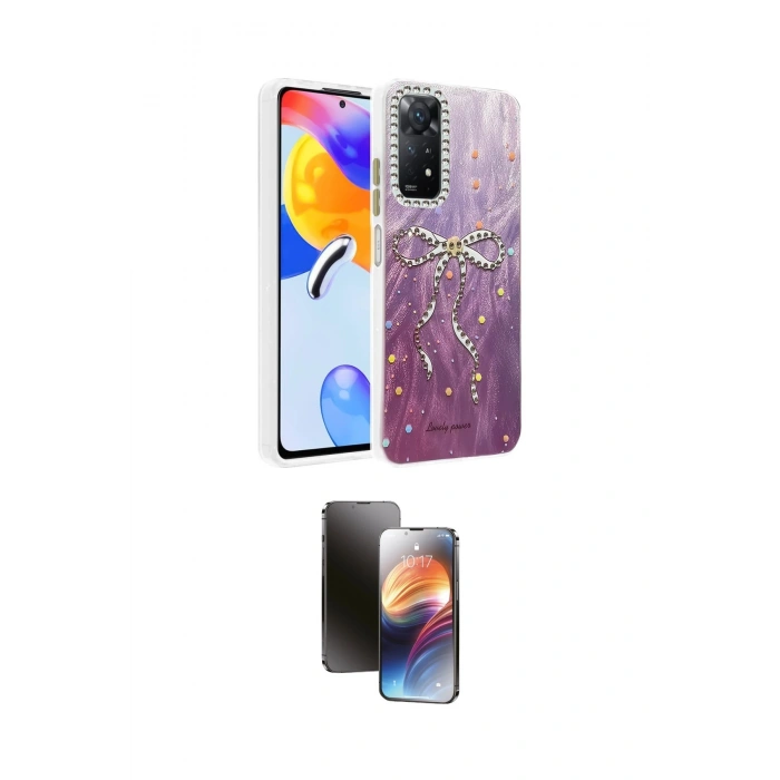 MARSİLYAN™- Redmi Note 12 Pro 4G Kılıf Zirve Modern Prime - Siyah 3D Antistatik Mat Seramik Nano Ekran Koruyucu