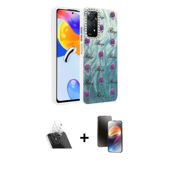 MARSİLYAN™- Redmi Note 12 Pro 4G Kılıf Zirve Modern Prime - Siyah 3D Antistatik Mat Seramik Nano Ekran Koruyucu + Kamera Lens Koruma Cam - SF