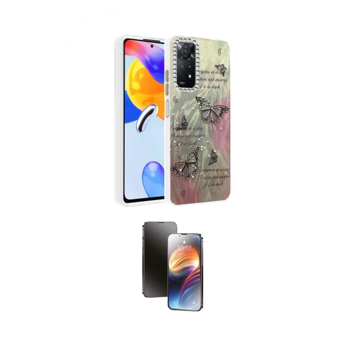 MARSİLYAN™- Redmi Note 12 Pro 4G Kılıf Zirve Modern Prime - Siyah 3D Antistatik Mat Seramik Nano Ekran Koruyucu
