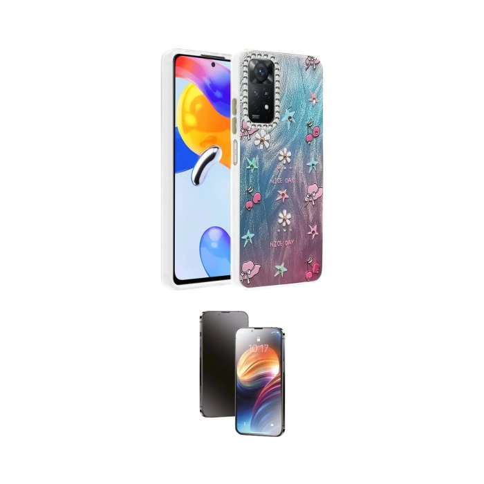 MARSİLYAN™- Redmi Note 12 Pro 4G Kılıf Zirve Modern Prime - Siyah 3D Antistatik Mat Seramik Nano Ekran Koruyucu