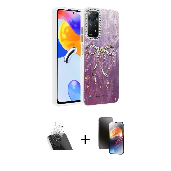 MARSİLYAN™- Redmi Note 12 Pro 4G Kılıf Zirve Modern Prime - Siyah 3D Antistatik Mat Seramik Nano Ekran Koruyucu + Kamera Lens Koruma Cam - SF