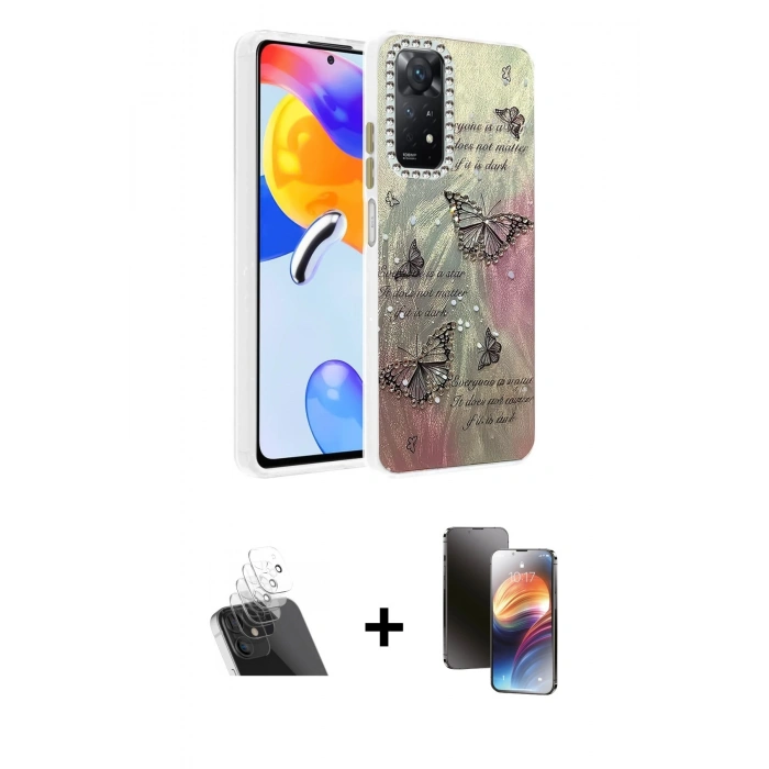 MARSİLYAN™- Redmi Note 12 Pro 4G Kılıf Zirve Modern Prime - Siyah 3D Antistatik Mat Seramik Nano Ekran Koruyucu + Kamera Lens Koruma Cam - SF