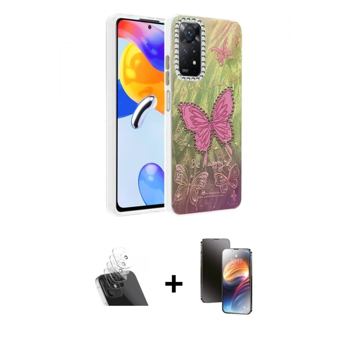 MARSİLYAN™- Redmi Note 12 Pro 4G Kılıf Zirve Modern Prime - Siyah 3D Antistatik Mat Seramik Nano Ekran Koruyucu + Kamera Lens Koruma Cam - SF