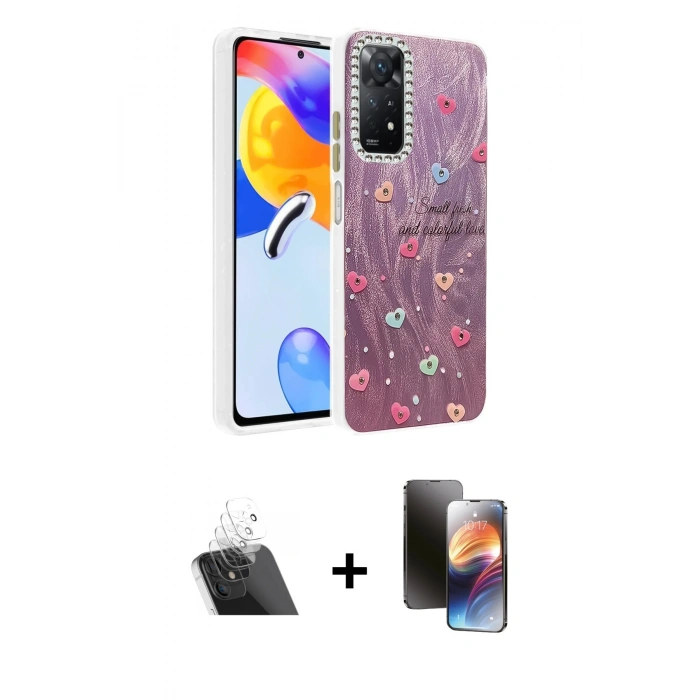 MARSİLYAN™- Redmi Note 12 Pro 4G Kılıf Zirve Modern Prime - Siyah 3D Antistatik Mat Seramik Nano Ekran Koruyucu + Kamera Lens Koruma Cam - SF
