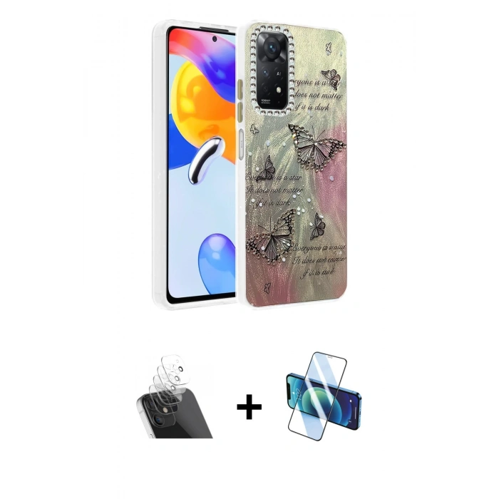 MARSİLYAN™- Redmi Note 12 Pro 4G Kılıf Zirve Modern Prime - Siyah 3D Antistatik Seramik Nano Ekran Koruyucu + Kamera Lens Koruma Cam - SF