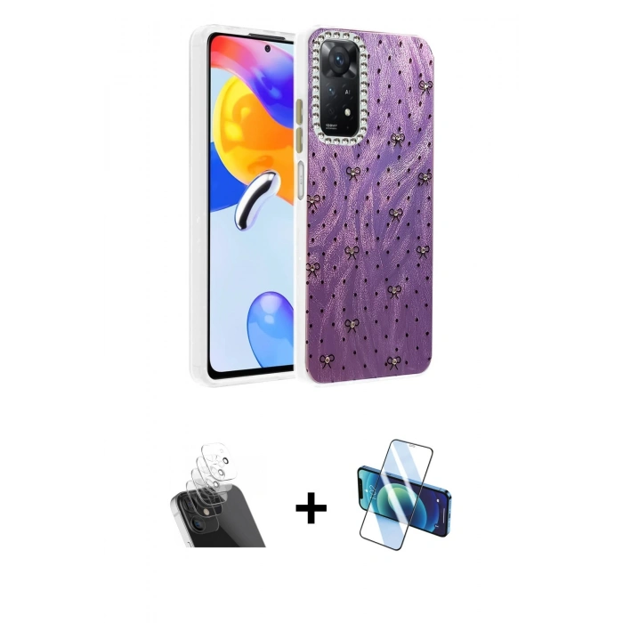 MARSİLYAN™- Redmi Note 12 Pro 4G Kılıf Zirve Modern Prime - Siyah 3D Antistatik Seramik Nano Ekran Koruyucu + Kamera Lens Koruma Cam - SF