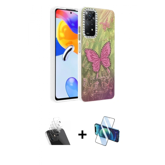 MARSİLYAN™- Redmi Note 12 Pro 4G Kılıf Zirve Modern Prime - Siyah 3D Antistatik Seramik Nano Ekran Koruyucu + Kamera Lens Koruma Cam - SF