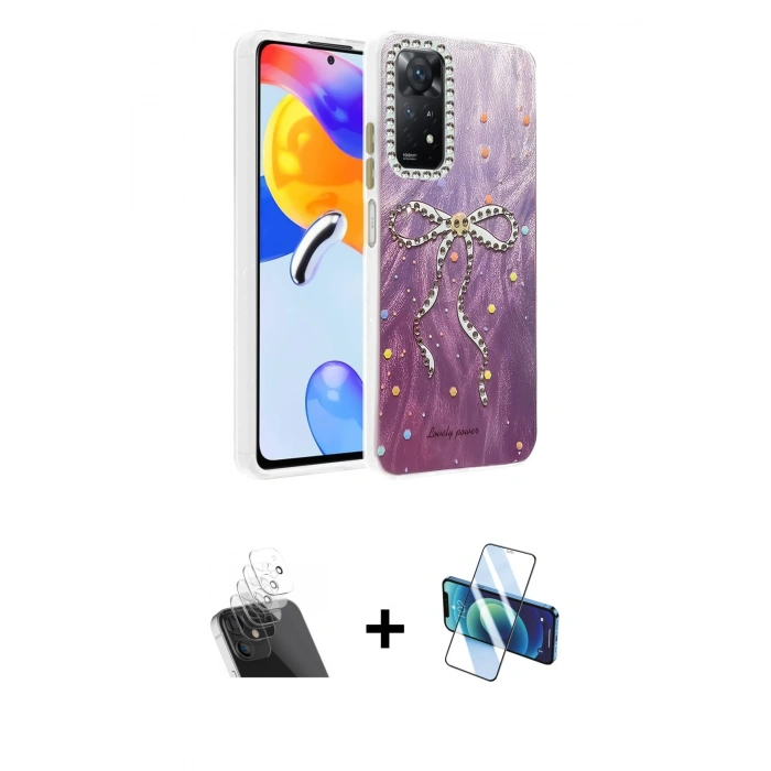 MARSİLYAN™- Redmi Note 12 Pro 4G Kılıf Zirve Modern Prime - Siyah 3D Antistatik Seramik Nano Ekran Koruyucu + Kamera Lens Koruma Cam - SF