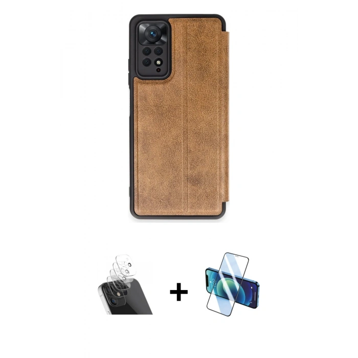 MARSİLYAN™- Redmi Note 12 Pro 4G Kılıf Zirve Yansıma Serisi - Siyah 3D Antistatik Cam Ekran Koruyucu + Kamera Lens Koruma Cam - SF
