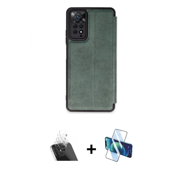 MARSİLYAN™- Redmi Note 12 Pro 4G Kılıf Zirve Yansıma Serisi - Siyah 3D Antistatik Cam Ekran Koruyucu + Kamera Lens Koruma Cam - SF