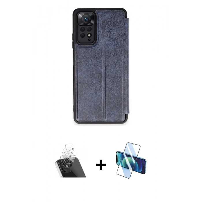 MARSİLYAN™- Redmi Note 12 Pro 4G Kılıf Zirve Yansıma Serisi - Siyah 3D Antistatik Cam Ekran Koruyucu + Kamera Lens Koruma Cam - SF