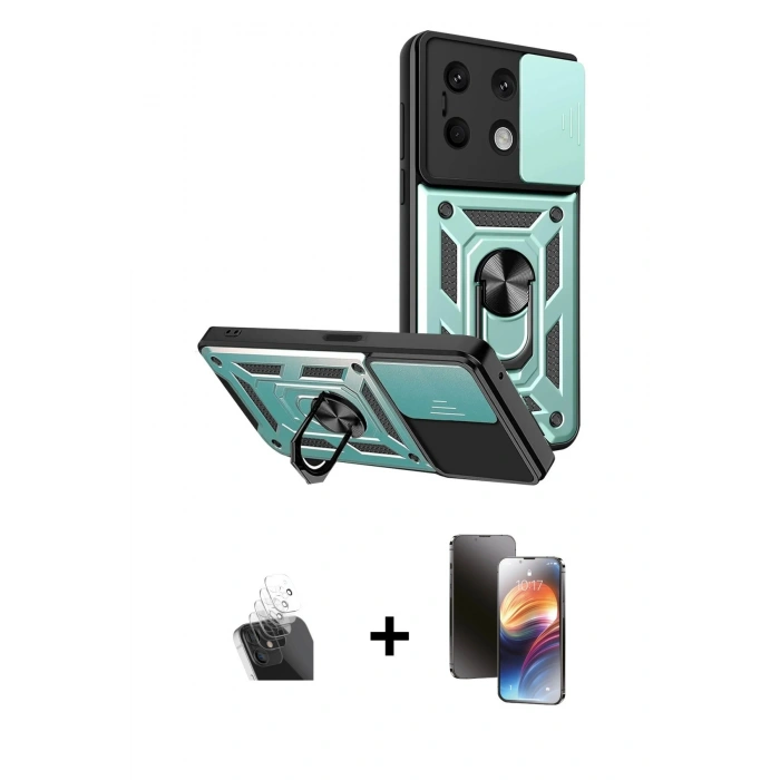MARSİLYAN™- Redmi Note 13 4G Kılıf Ahenk Klasik - Siyah 3D Antistatik Mat Seramik Nano Ekran Koruyucu + Kamera Lens Koruma Cam - SF
