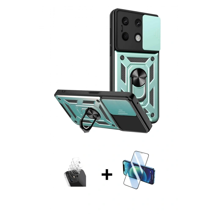 MARSİLYAN™- Redmi Note 13 4G Kılıf Ahenk Klasik - Siyah 3D Antistatik Seramik Nano Ekran Koruyucu + Kamera Lens Koruma Cam - SF