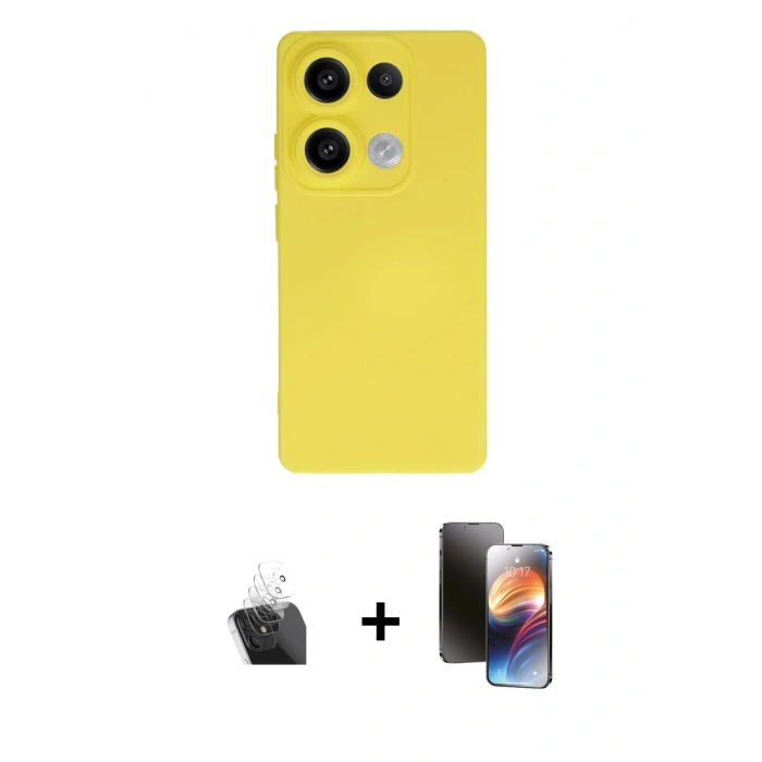 MARSİLYAN™- Redmi Note 13 4G Kılıf Ahenk Serisi - Siyah 3D Antistatik Mat Seramik Nano Ekran Koruyucu + Kamera Lens Koruma Cam - SF