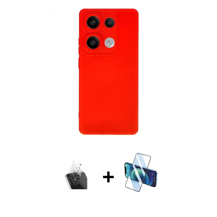 MARSİLYAN™- Redmi Note 13 4G Kılıf Ahenk Serisi - Siyah 3D Antistatik Seramik Nano Ekran Koruyucu + Kamera Lens Koruma Cam - SF