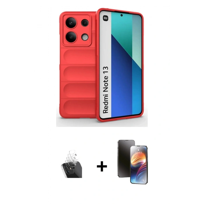 MARSİLYAN™- Redmi Note 13 4G Kılıf Atlas Koleksiyonu - Siyah 3D Antistatik Mat Seramik Nano Ekran Koruyucu + Kamera Lens Koruma Cam - SF