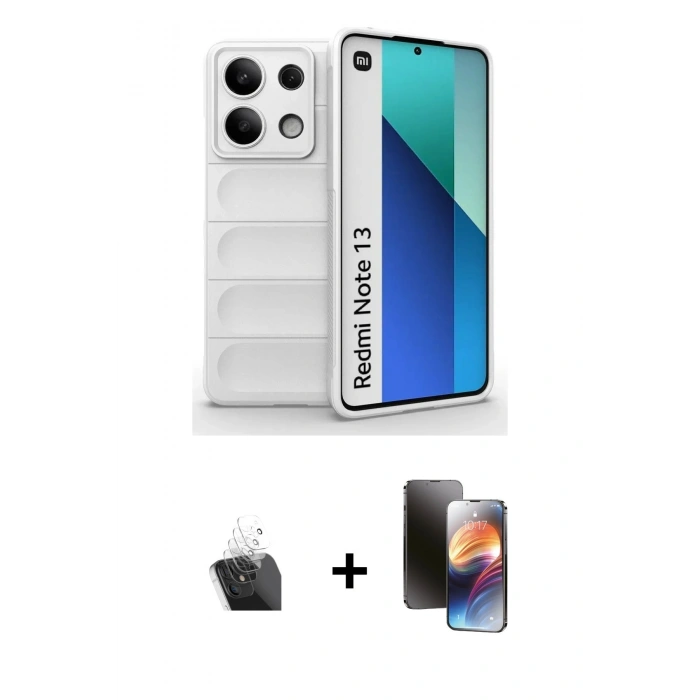 MARSİLYAN™- Redmi Note 13 4G Kılıf Atlas Koleksiyonu - Siyah 3D Antistatik Mat Seramik Nano Ekran Koruyucu + Kamera Lens Koruma Cam - SF