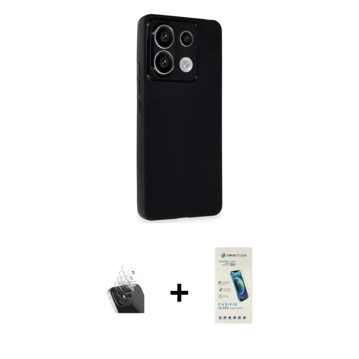 MARSİLYAN™- Redmi Note 13 4G Kılıf Atlas Minimal Prime - Şeffaf Pasifik Cam Ekran Koruyucu + Şeffaf Kamera Lens Koruma Cam