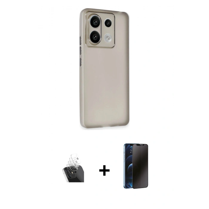MARSİLYAN™- Redmi Note 13 4G Kılıf Atlas Minimal Prime - Siyah 3D Antistatik Hayalet Cam Ekran Koruyucu + Kamera Lens Koruma Cam - SF