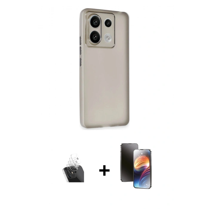MARSİLYAN™- Redmi Note 13 4G Kılıf Atlas Minimal Prime - Siyah 3D Antistatik Mat Seramik Nano Ekran Koruyucu + Kamera Lens Koruma Cam - SF